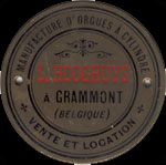 Metal plate of L.Hooghuys - Manufacture d'orgues à cylindre